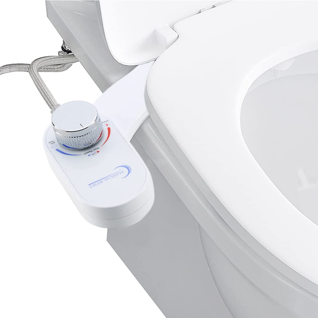 HASTHIP Adjustable Water Pressure Brass, Metal Bidet Spray for Toilet, Self-Cleaning Hidden Nozzle, Simple Non-Electric Bidet Toilet Attach Universal Fitment, White HASTHIP Adjustable Water Pressure Brass, Metal Bidet Spray for Toilet, Self-Cleaning Hidden Nozzle, Simple Non-Electric Bidet Toilet Attach Universal Fitment, White